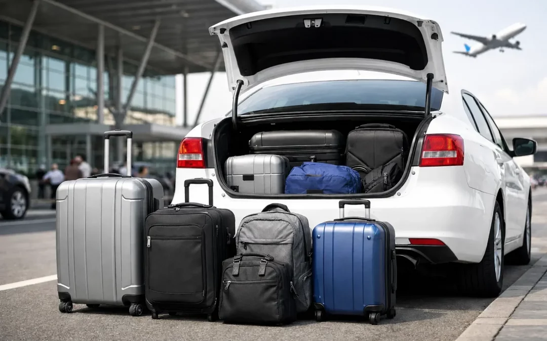 Wie viel Gepäck passt in ein Taxi zum Flughafen?