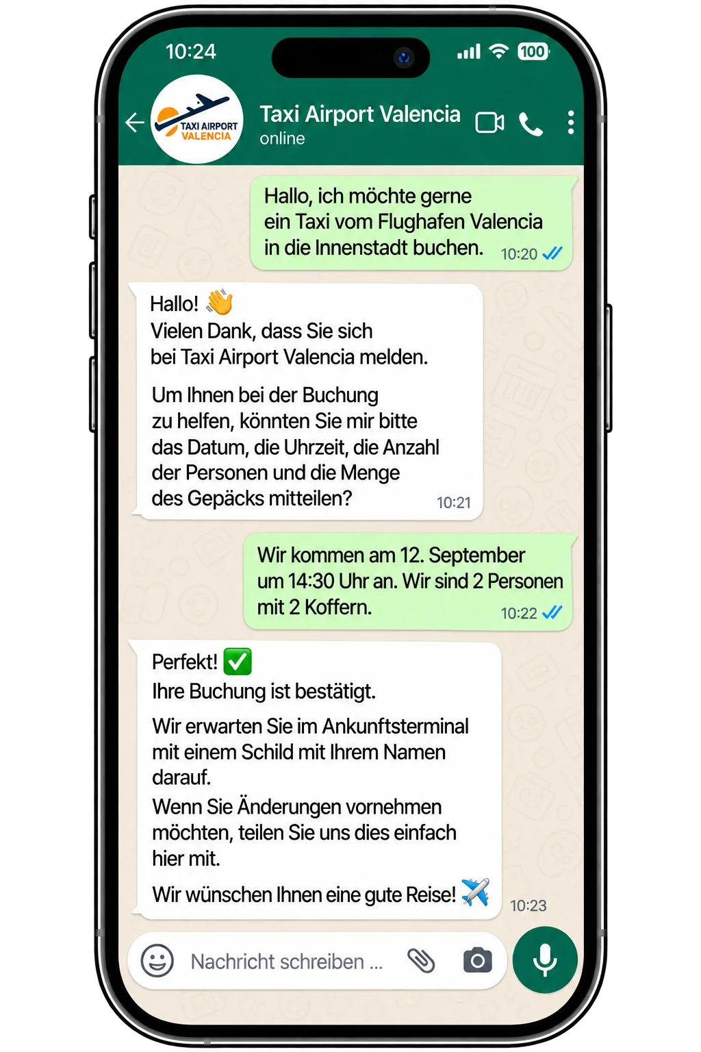 Buche ein Taxi über WhatsApp Buche ein Taxi über WhatsApp