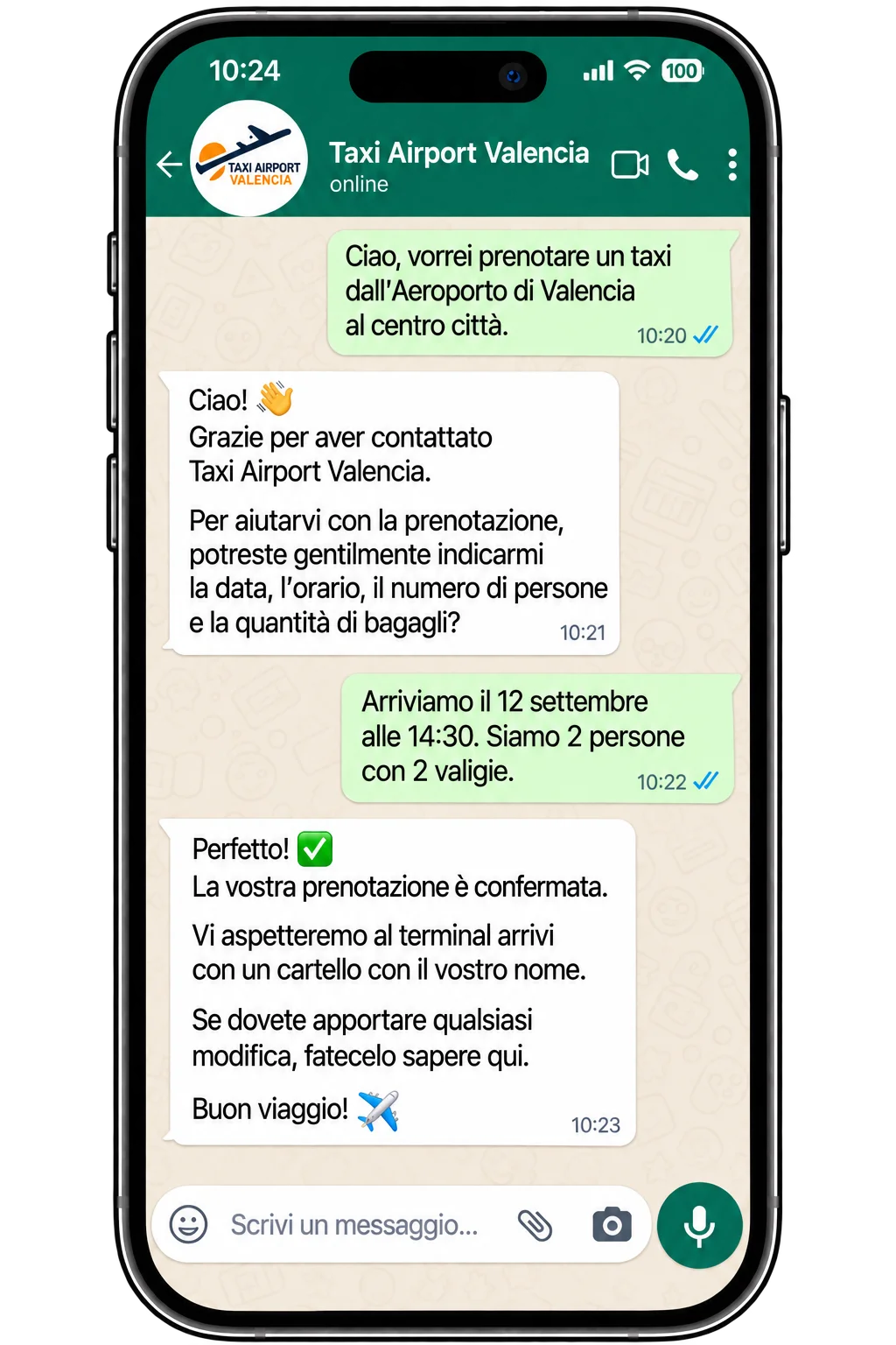 Prenota un taxi tramite WhatsApp Prenota un taxi tramite WhatsApp